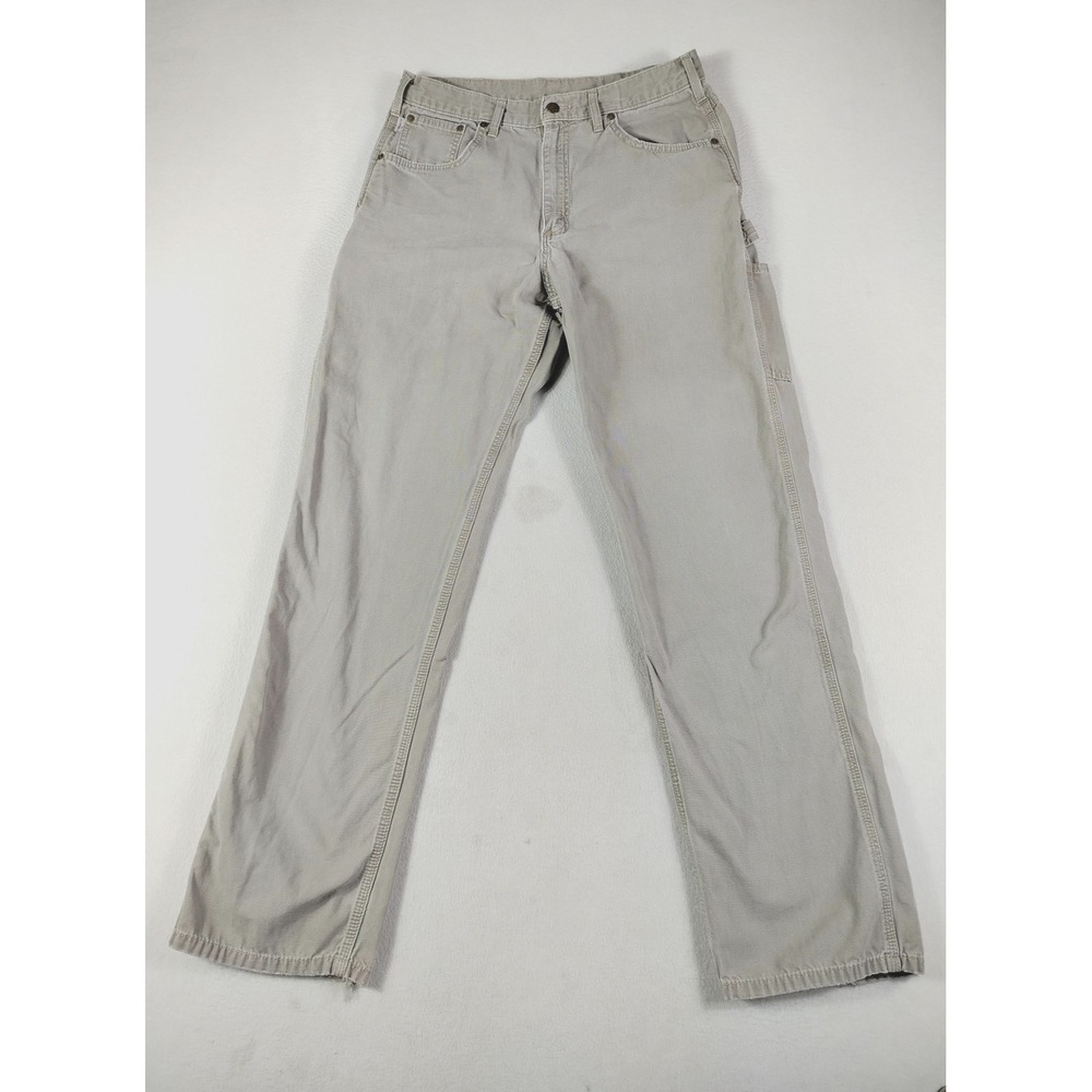Carhartt Carpenter Pants Men 33 Beige Canvas Relaxed Fit Utility Thrashed Grunge